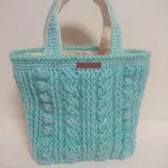 手編み　 アラン模様トートバッグ