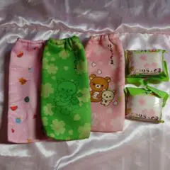 リラックマ ペット用カバー 5個セット　お~いお茶　むぎ茶　ピンク　グリーン