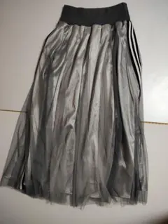 レディース チュール ロングスカート グレー