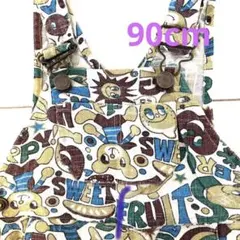 オーバーオール　子供　MPS 90cm フルーツとキャラクタープリント春夏秋用