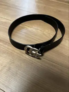 GUCCI ブラックレザー GGバックル ベルト