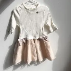 【プティマイン】チュニック リブ編み 80cm 女の子 秋 チュール付き