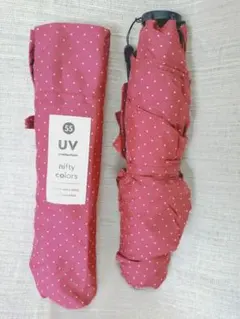 美品 晴雨兼用 折りたたみ傘 UVカット 軽量 ドット柄のサムネイル