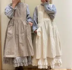 ※専用　サマンサモスモスホームズ　綿麻ピンタックレースノースリエプロン