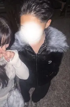 00s archive Shiny fur down riders jacket