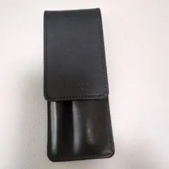 レザー メイクブラシケース ブラック 2ポケット　シュウ・ウエムラ
