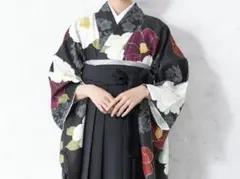 花柄 袴セット 黒・赤