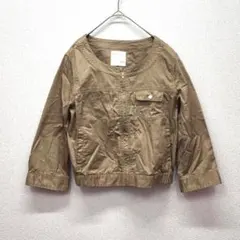 綿100％ ローリーズファーム L ブルゾン ノーカラー ジャンパー ショート