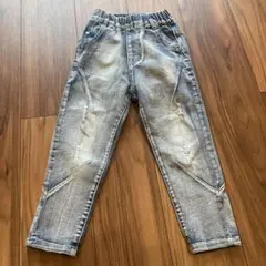 子供　長ズボン 110 デニム ダメージ加工 パンツ