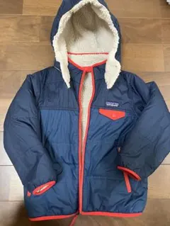 patagonia フード付き中綿コート 5T ネイビー/レッド