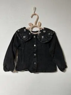 【美品】ZARA ブラックデニム ペプラムトップス 12-18months 86