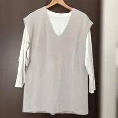 LBC グレー Vネック ニットベスト　ゆったり