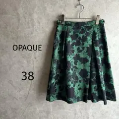 4134【OPAQUE/オペーク】フレアスカート　花柄　ミディ　M 日本製