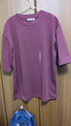 ユニクロ Lサイズ パープル Tシャツ