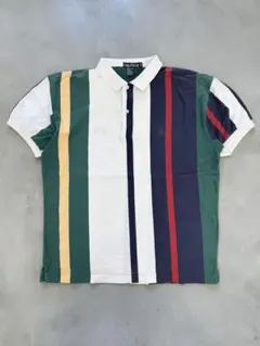 【R15】NAUTICA ノーティカ マルチストライプ 半袖ポロシャツ M