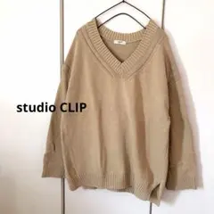 studio CLIP 洗えるセーター Vネック コットン 綿 スタジオクリップ