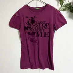 薄手/ビーズ刺繍/フォロー割✨【ベネトン】 半袖 Tシャツ M 花柄 プリントのサムネイル
