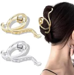 ヘアクリップ 細い髪用 シルバー×ゴールドヘアクリップ