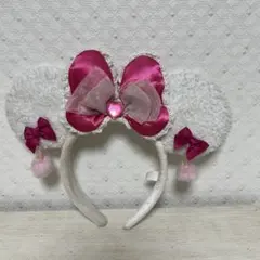 ミッキー型カチューシャ ピンクリボン付き