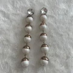 パールとゴールド　大ぶりピアス