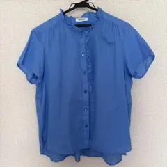 COMPTOIR DES COTONNIERS コットンフリルシャツブルー XLのサムネイル