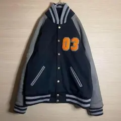 ヴィンテージ スタジャン M 日本製 キルトワッペン 刺繍 バイカラー 古着