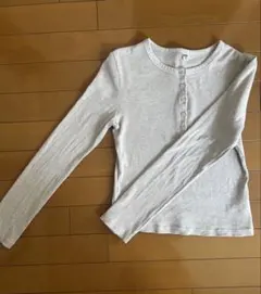 UNIQLO リブ長袖カットソー ベージュ M