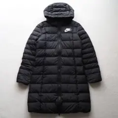 NIKE ナイキ 洗える 軽量 フード付き ロング ダウンコート 黒 M