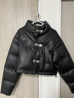 metem select フェイクレザーショートコンパクトダウンジャケット