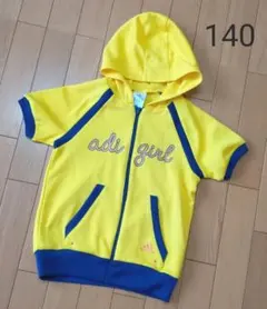 アディダス 140 フード付き 半袖 パーカー ジャージ