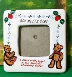 【レア品】「BOY MEETS GIRL」テディベア 陶器製ミニフォトフレーム