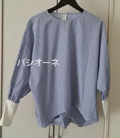 【美品】パシオーネ　ストライプシャツ　プルオーバーのサムネイル