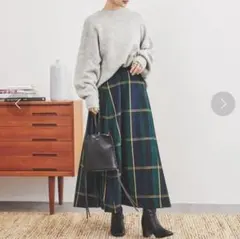 チェックスカート緑