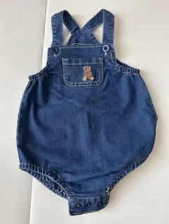 POLOベビー　デニムロンパース　クマ刺繍付き　80