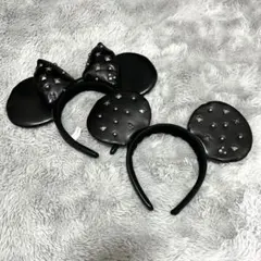ディズニー カチューシャ レザー スタッズ付きミッキー&ミニー ペア