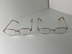 オーバルフレームメガネセット（ピンク・ゴールド）