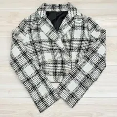 チェック柄 テーラードジャケット クロップド丈