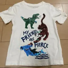 H&M スパンコールTシャツ　子供服　120 恐竜　トラ　サメ