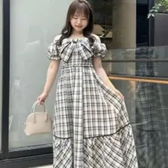 AnMILLE ビッグリボンオフショルOP チェックワンピース