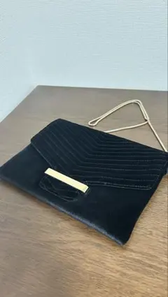 nouer ブラック キルティング パーティーバッグ