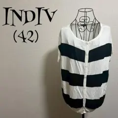 INDIV/インディヴィ（42）カーディガン/ホワイト/ブラック/半袖/シルク混