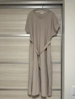 GLACIER ベージュ 半袖 ロングワンピース L