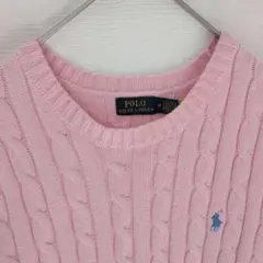 POLO RALPH LAUREN ケーブルニット 半袖 ピンク ラルフローレン