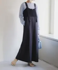 Kastane 異素材サロペットスカート