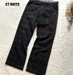 ブルーウェイ ET BOITE チェック柄セミフレアパンツ ヴィンテージ 日本製