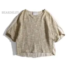 BEARDSLEY リネン100% ブラウス ピンク ゆったり ドロスト裾 長袖