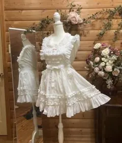 即日発送 未使用 モモコハウス 白 ホワイト 定番フリルエプロン ミニ エプロン | モモコハウス