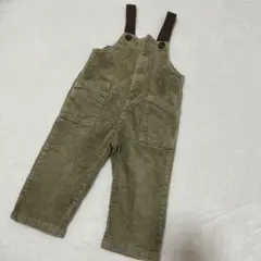 プティマイン オリーブグリーン コーデュロイロンパース つなぎ 90