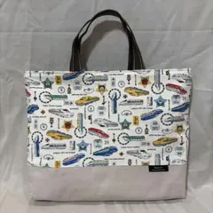 レッスンバック　男の子　電車　新幹線　ベージュ　入園入学　幼稚園　キルトブラウン