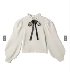 ボウタイ付きフリルネックニットトップス[k9286d]